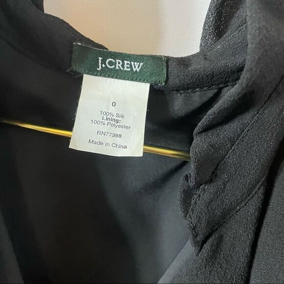 J Crew Black Ruffle Silk Dress Size 0 - Picture 10 of 10